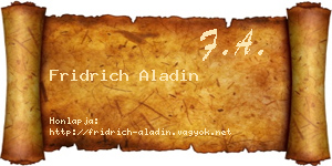 Fridrich Aladin névjegykártya